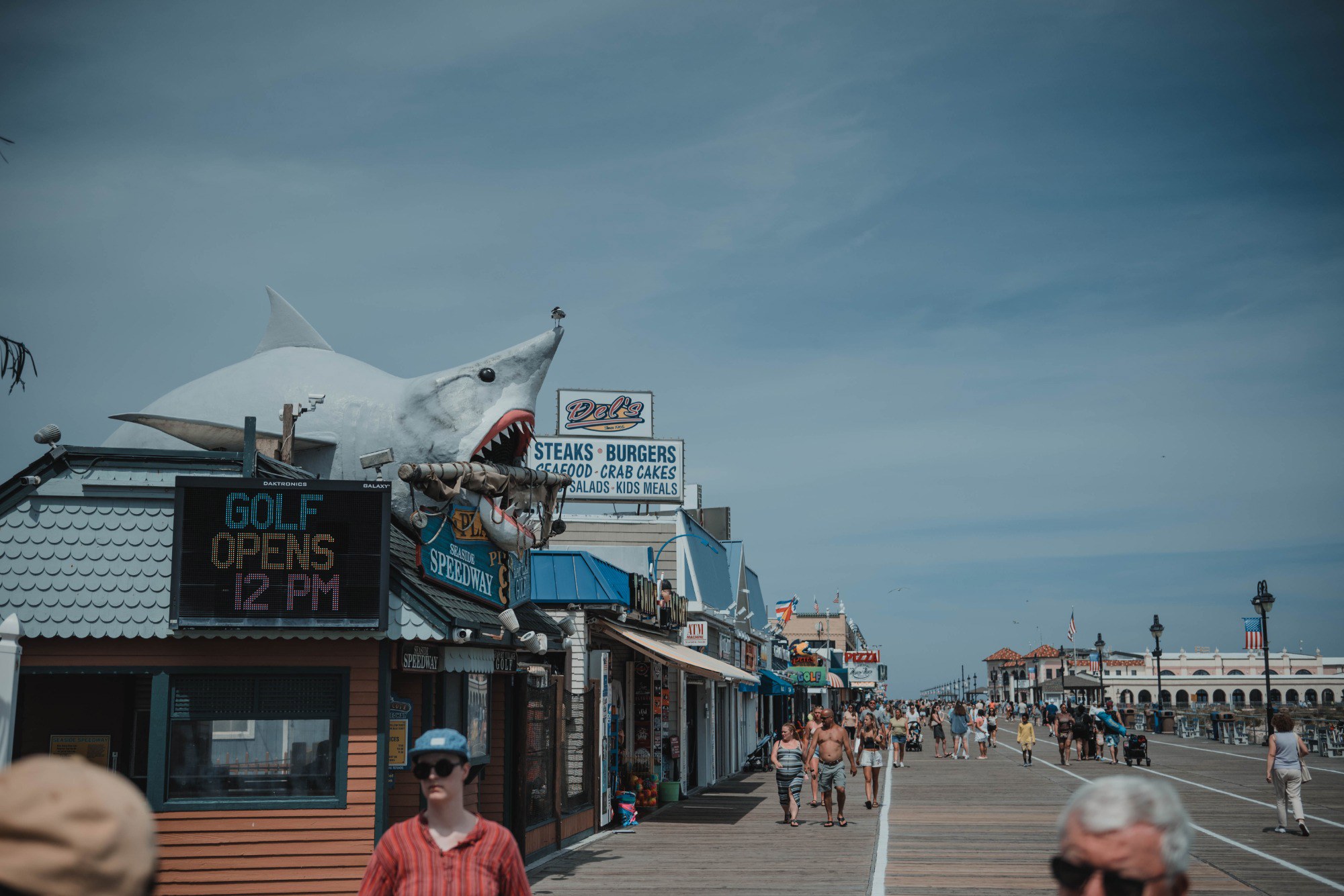 Een haai op een dak aan de Jersey Shore